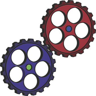 A Red And Blue Gears