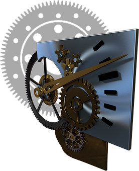 A Clock With Gears And A Hand