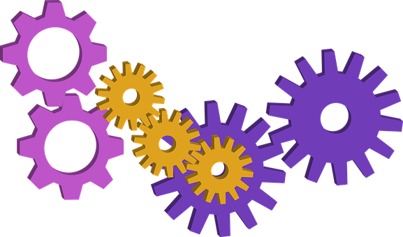 A Group Of Purple And Yellow Gears