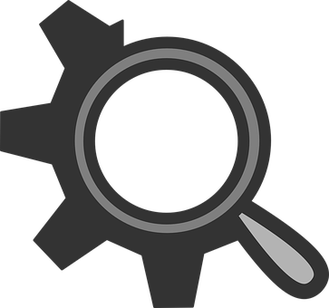 A Magnifying Glass With A Gear