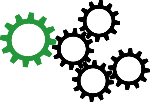 A Green Gear On A Black Background