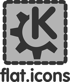A Grey Square With A Black Letter K And A Gear