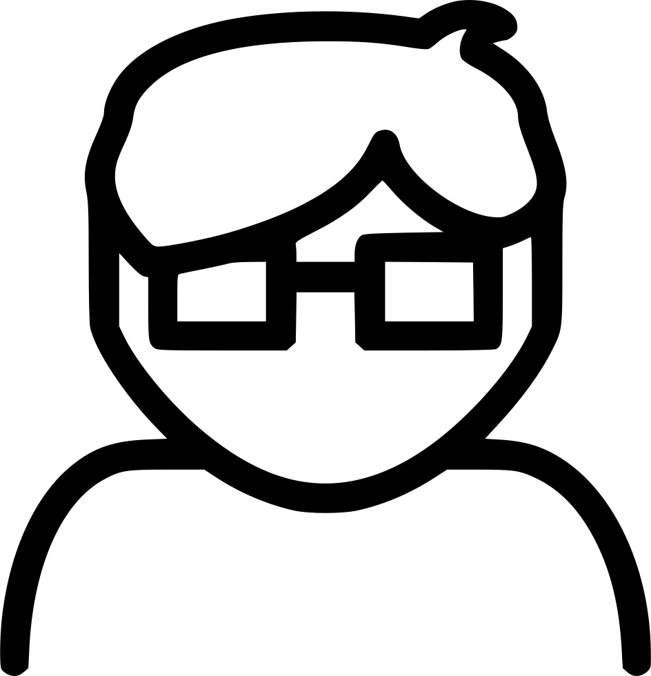 A Black Outline Of A Person With Glasses