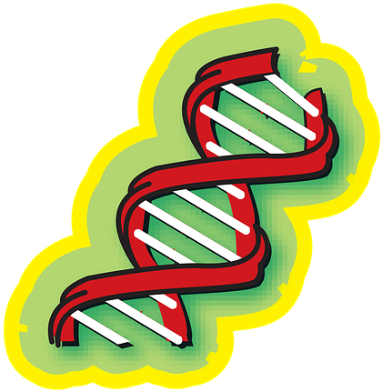 A Red Dna Strand With White Stripes