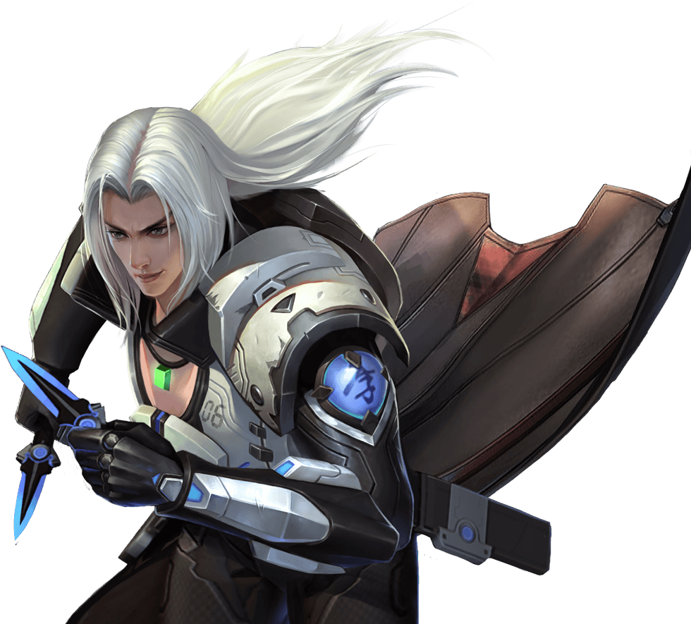 A Cartoon Of A Man With Long White Hair Holding A Sword