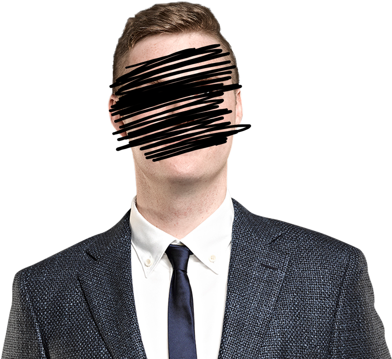 A Man In A Suit With Black Lines On His Face