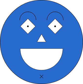 A Blue Face With White Squares And A Black Background