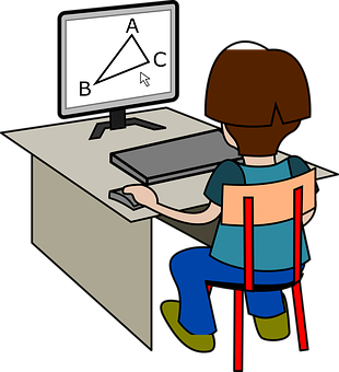 A Cartoon Of A Boy Sitting At A Desk