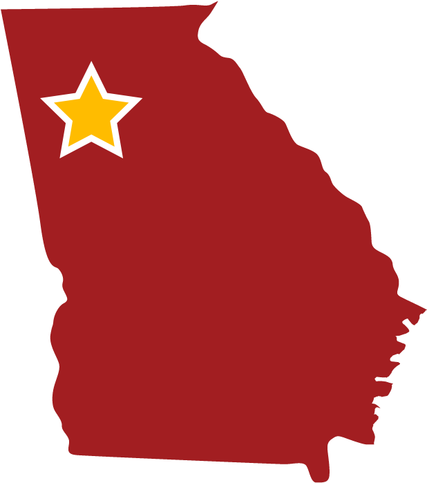 A Red Map With A Yellow Star