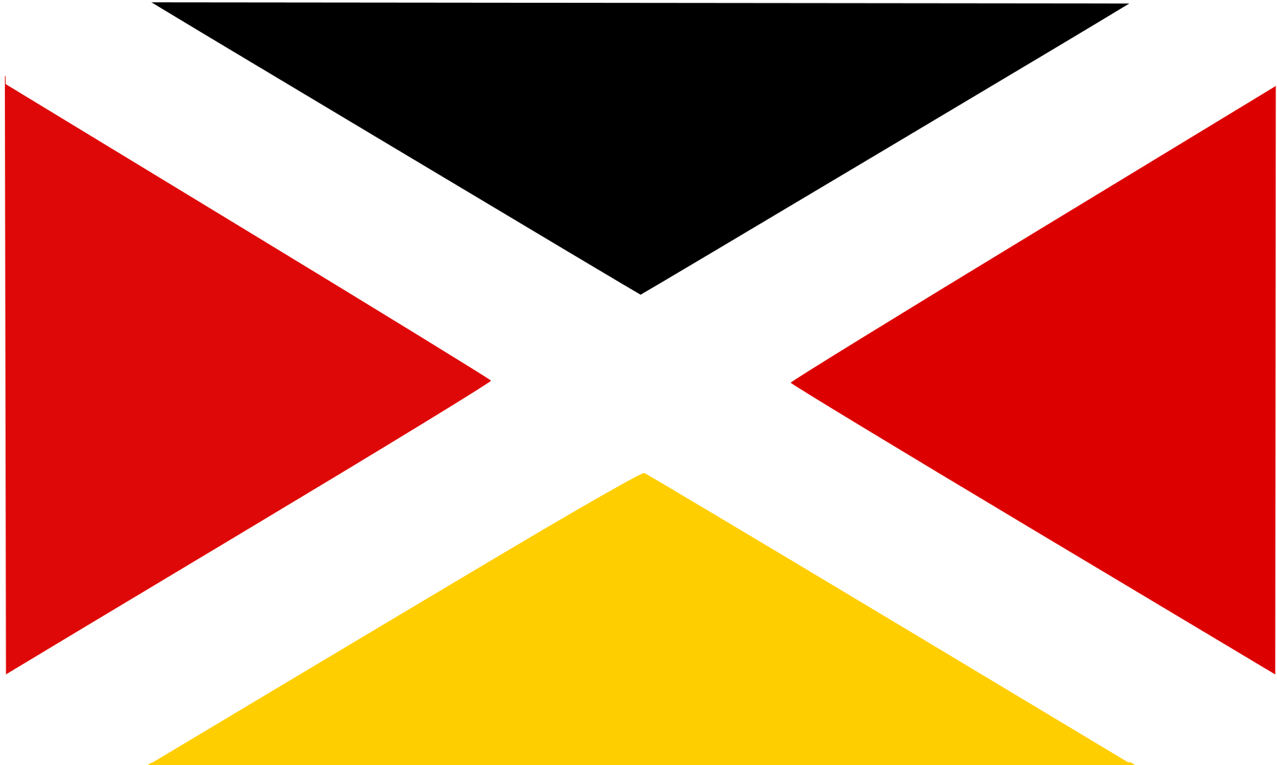 A Red White And Yellow Triangle And X