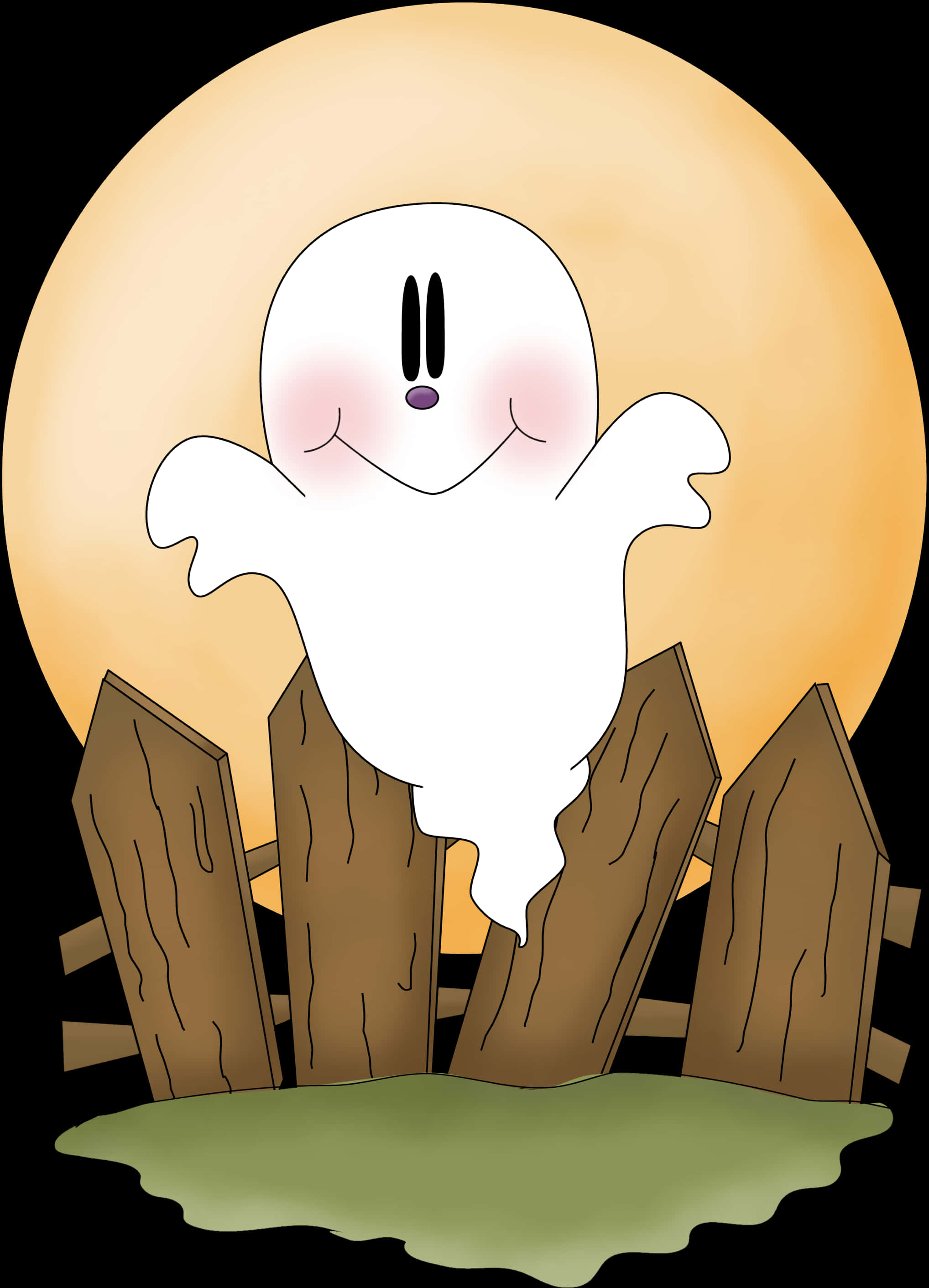 A Cartoon Of A Ghost On A Fence