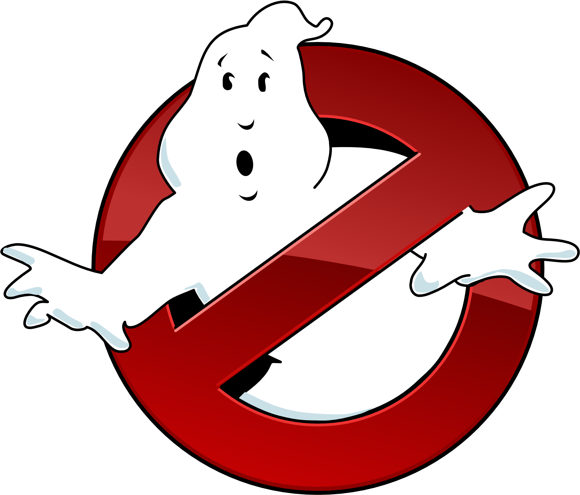A Cartoon Ghost With A Red Circle