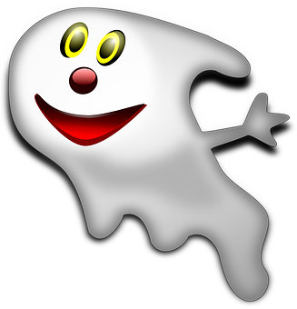 A Cartoon Ghost With A Red Nose And Mouth