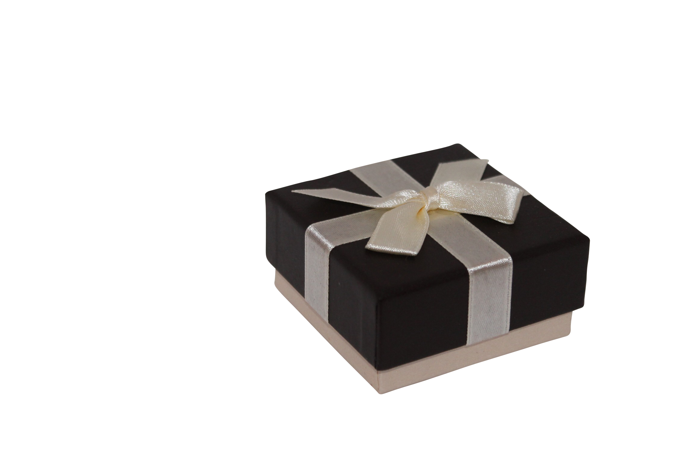 A Black And White Box With A White Ribbon