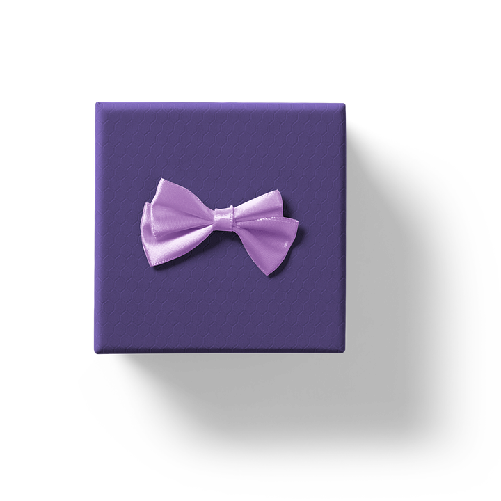 A Purple Box With A Bow Tie