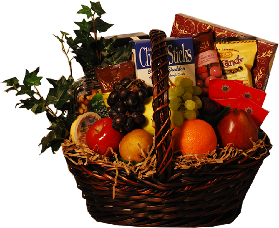 A Basket Of Food And Snacks