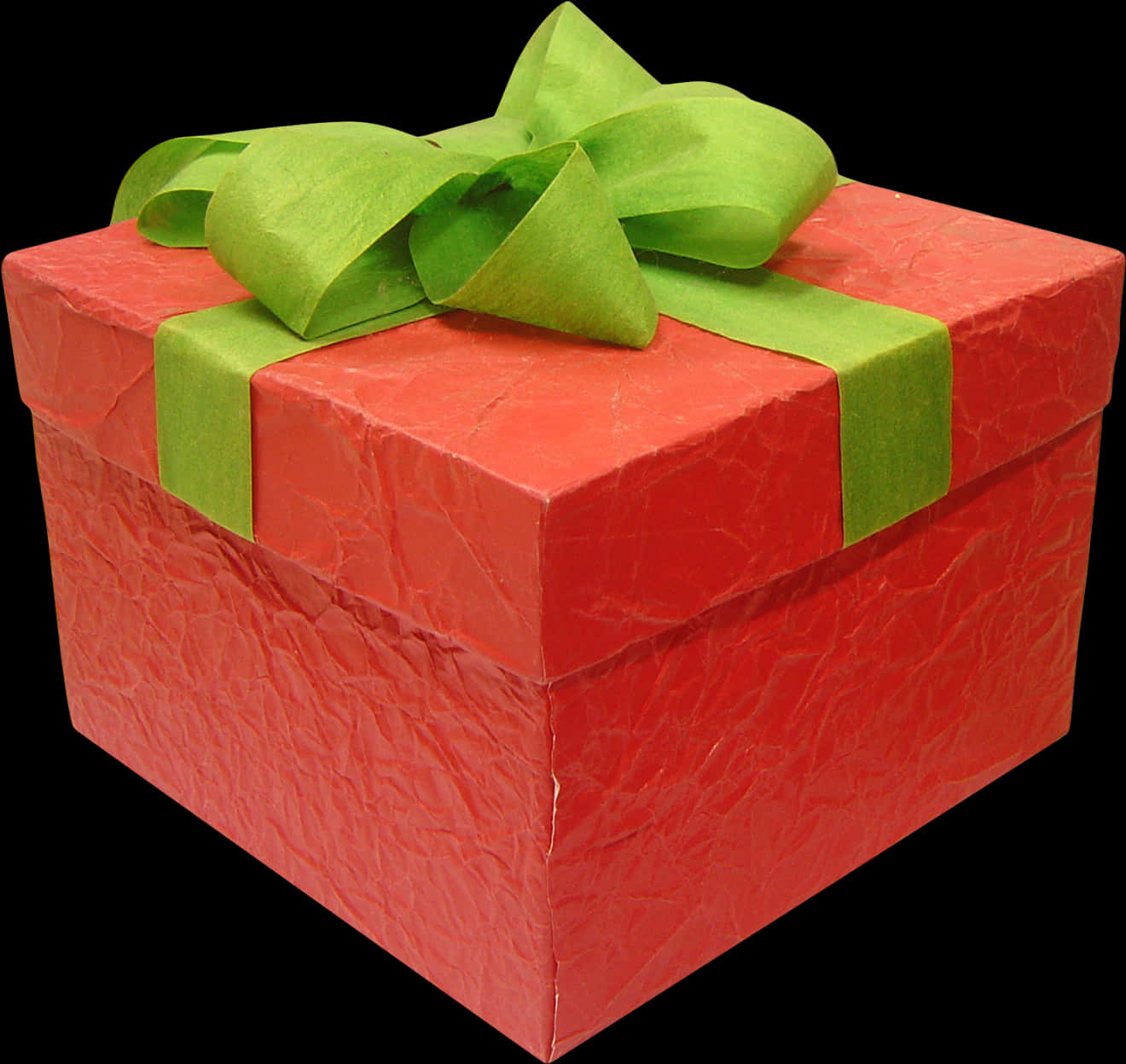A Red Box With A Green Ribbon