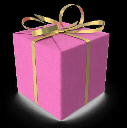 A Pink Box With A Gold Ribbon
