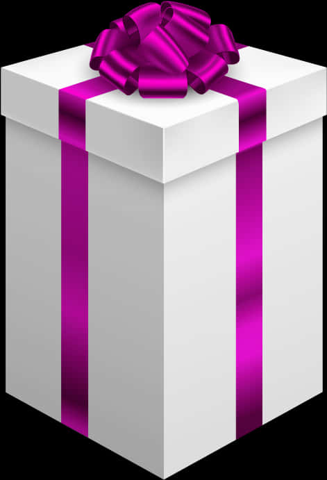 A White Box With A Purple Ribbon