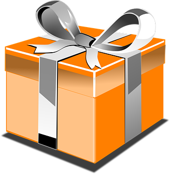 Orange Gift Box With White Ribbon