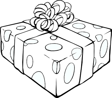 A White Gift Box With White Dots And A Bow