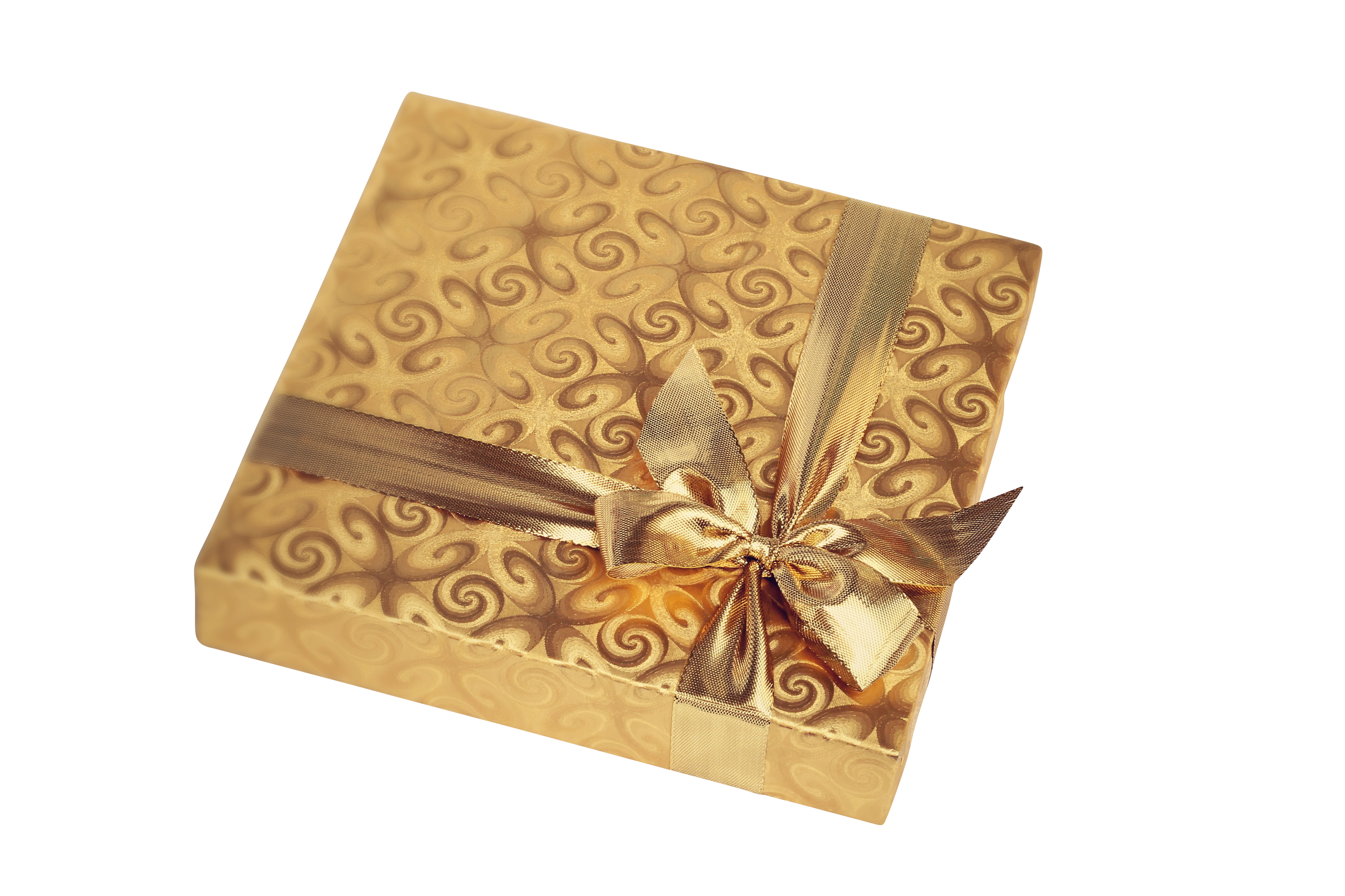 A Gold Gift Box With A Bow