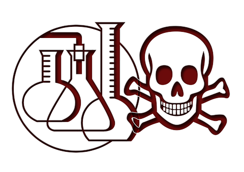 A Skull And Bones With Beakers And Flasks