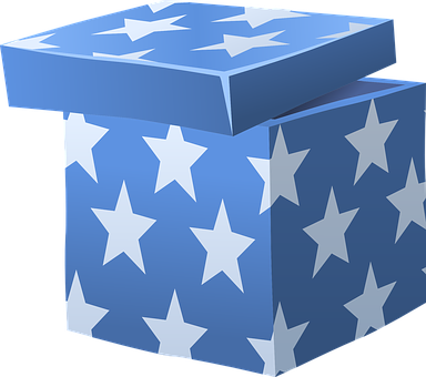 A Blue Box With White Stars On It