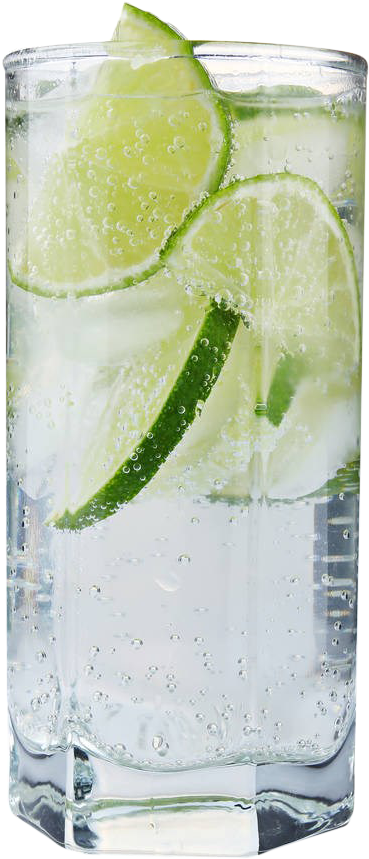 A Glass Of Water With Lime Slices