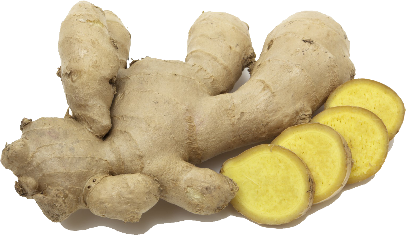 A Ginger Root And Slices Of Ginger
