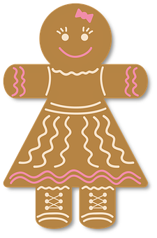 A Gingerbread Woman With Pink And White Frosting