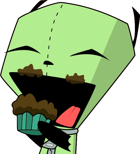 Cartoon Of A Green Monster Eating A Cupcake