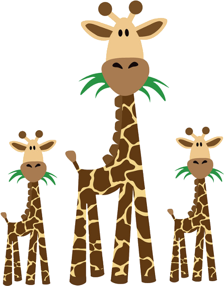 A Group Of Giraffes With Green Leaves