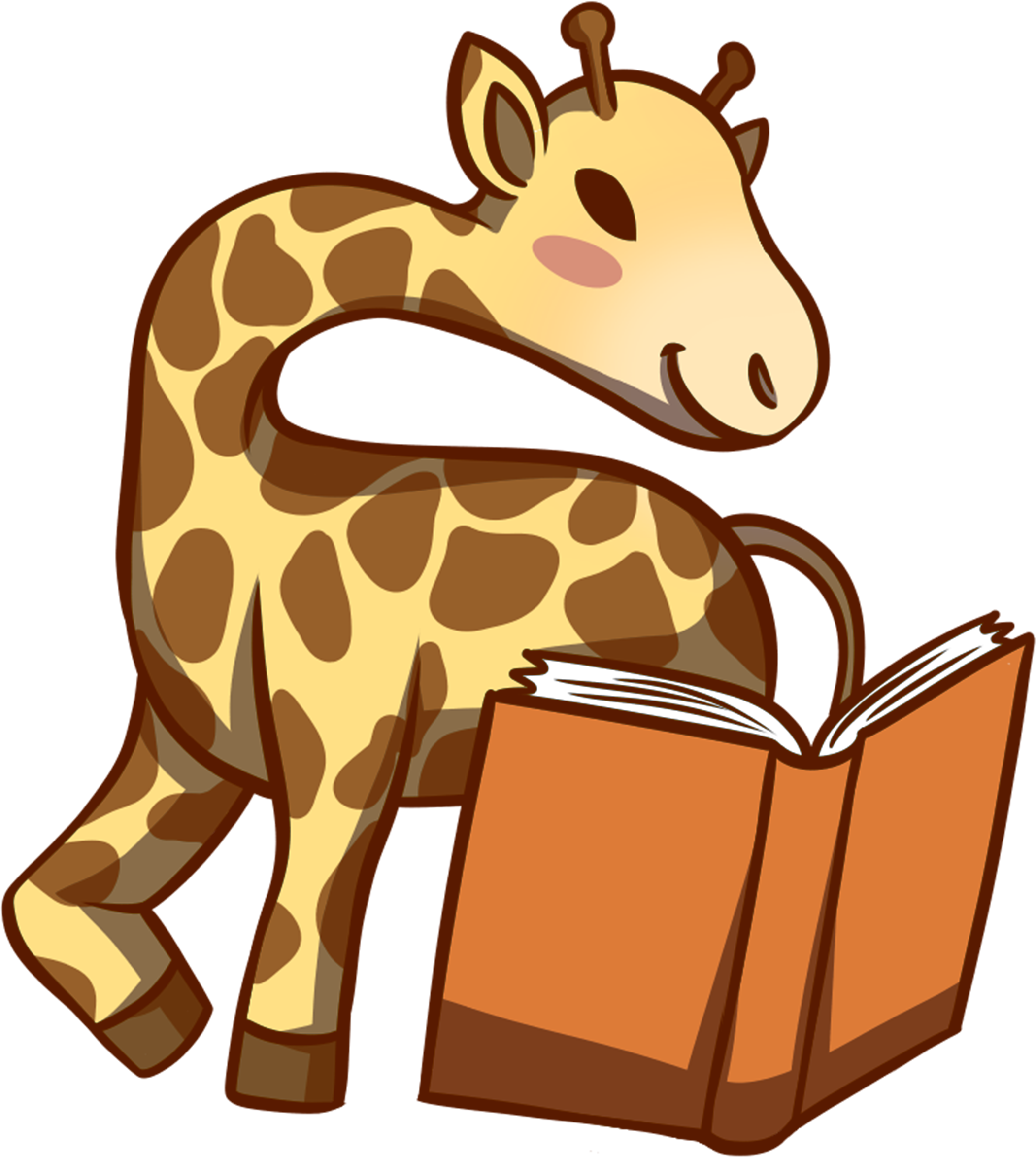Giraffe Reading Book - Giraffe Reading A Book Clipart, Hd Png Download