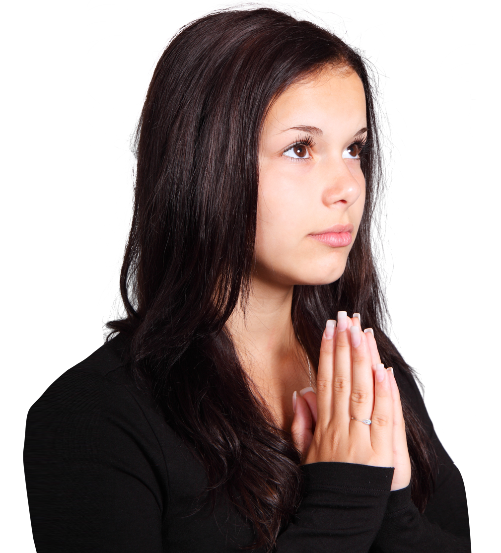 A Woman With Her Hands Together In Prayer