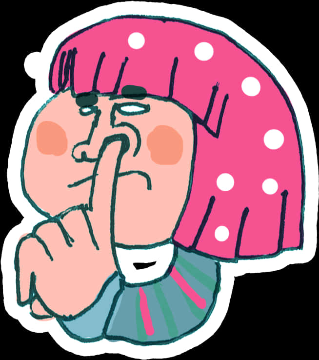 A Cartoon Of A Woman With Finger On Her Nose