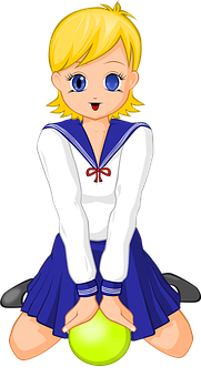 A Cartoon Of A Girl In A Sailor Suit