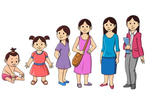 Cartoon Of A Group Of Girls
