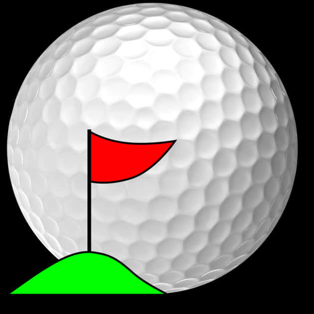 Golf Ball With Red Flag