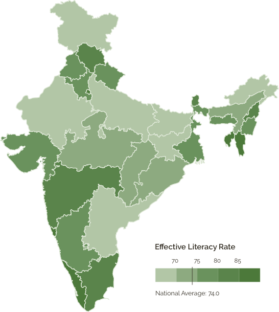 A Map Of India With Different Shades Of Green