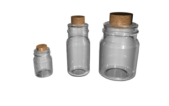 A Group Of Empty Glass Jars