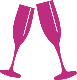 A Pair Of Pink Champagne Glasses