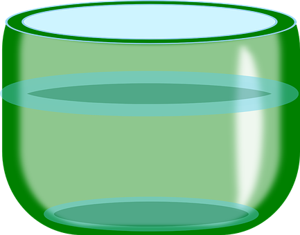 A Green Glass Bowl With A Blue Border