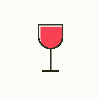 A Red Wine Glass With Black Outline