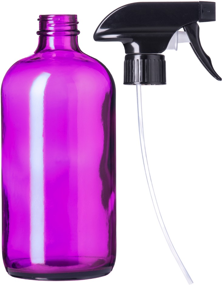 A Purple Bottle With A Black Sprayer