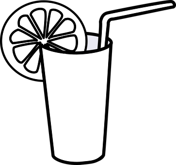 A White Cup With A Straw And A Slice Of Lemon
