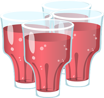 A Group Of Glasses With Red Liquid