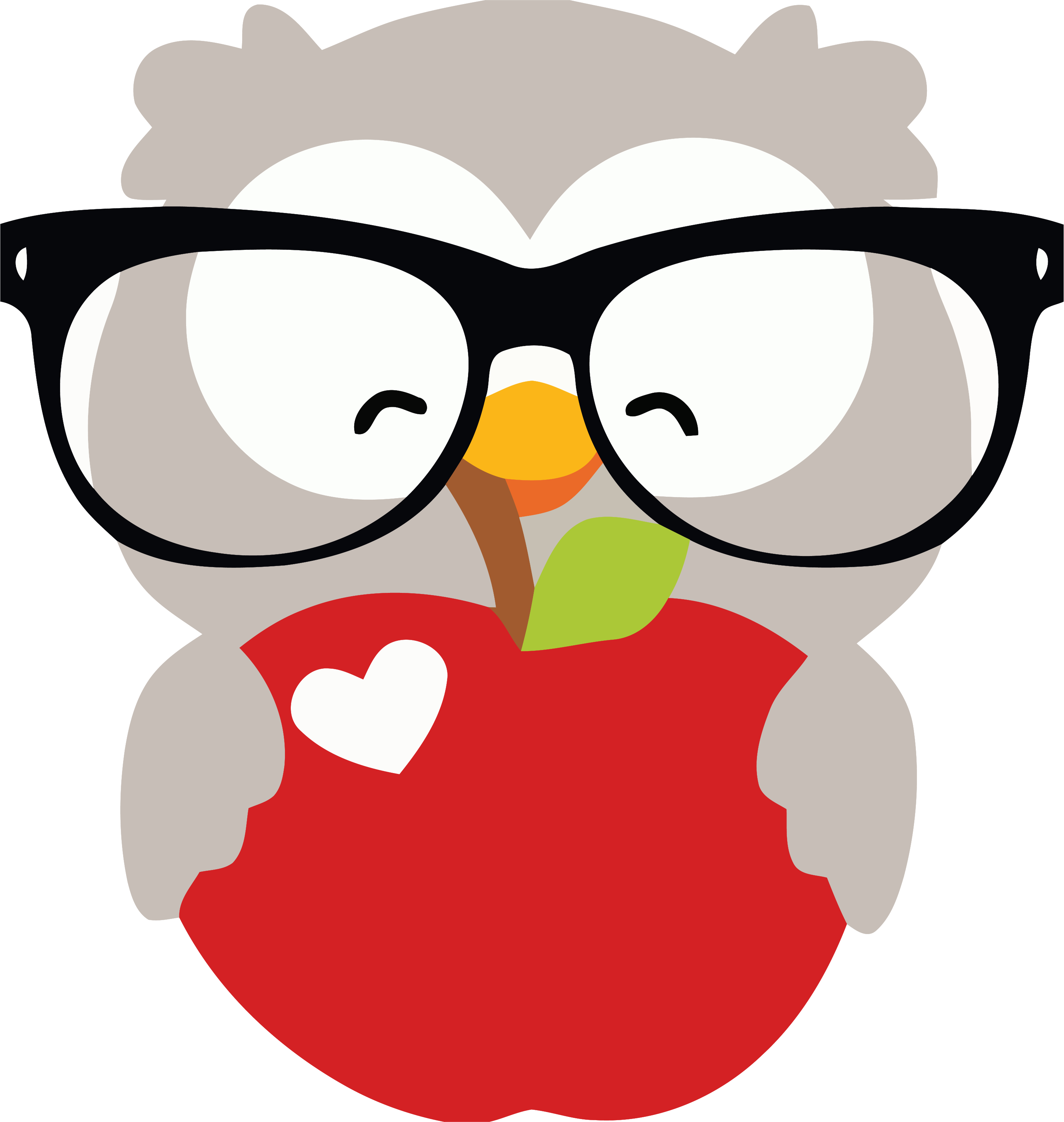 A Cartoon Of An Owl Wearing Glasses And Holding An Apple