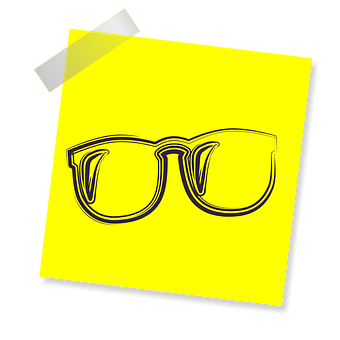 A Yellow Post It Note With A Drawing Of Sunglasses