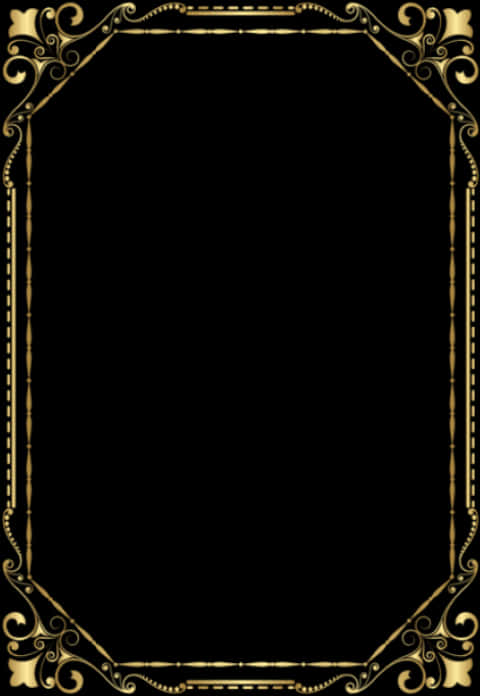 A Gold Rectangular Frame With A Black Background